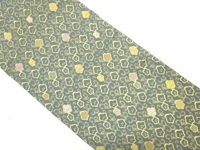 JAPANESE KIMONO / ANTIQUE NAGOYA OBI / SILK / WOVEN FLORAL ARABESQUE